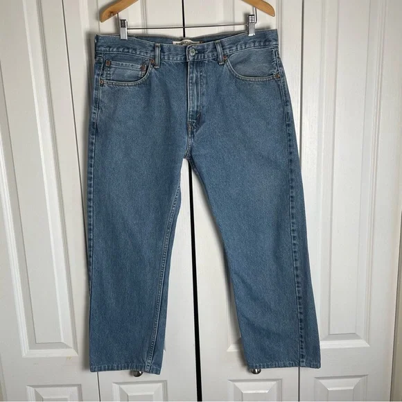 Levi’s 505 Straight Fit Jeans Men’s 36x29 (actual 35x26) Blue Casual *Hemmed* - Picture 1 of 14